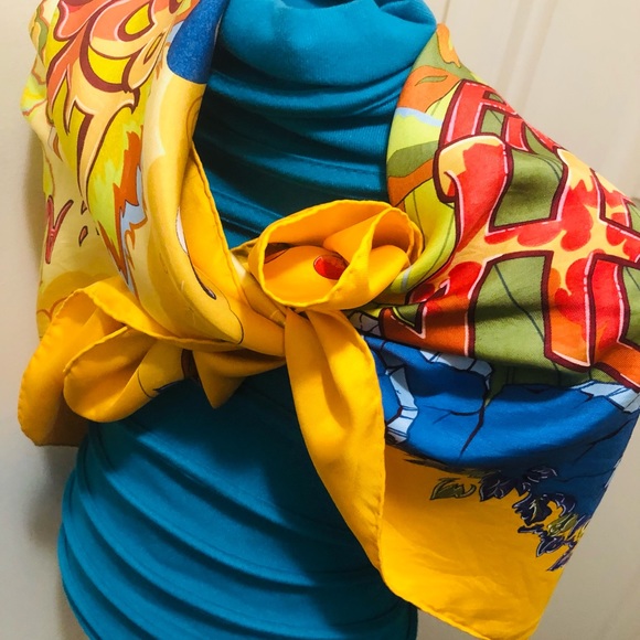 Hermes Scarf . ‘Aube-Libre Comme L'Ange’ . Dawn as Free as Angel. Zoe Pauwels. - Picture 13 of 16